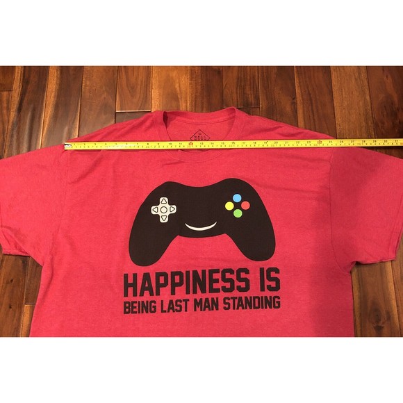 Men's Gaming Controller T-Shirt “Happiness Is Being Last Man Standing” 3XL Red - Picture 6 of 8